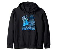 I'm The Storm Boxing Warrior Blue Ribbon Women Colon Cancer Zip Hoodie