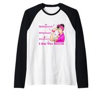 I'm The Storm Strong Women Breast Cancer Warrior Pink Ribbon Raglan Baseball Tee