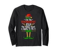 I'm The Youngest Elf Lights Family Matching Funny Christmas Long Sleeve T-Shirt