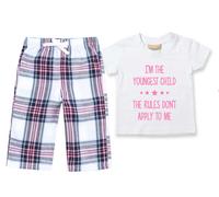 I'm The Youngest The Rules Don't Apply To Me Pyjamas Children Tartan Trouser Bottoms Pyjama Set 60 SECOND MAKEOVER Pink 5-6 Years