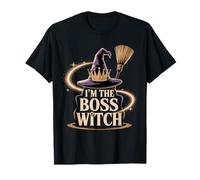 I'm theBoss Witch Crown Broom Funny Feminist Halloween T-Shirt