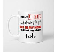 I'm Thinking About Fish Mug, Novelty Funny Thank You Gift, Birthday Cup