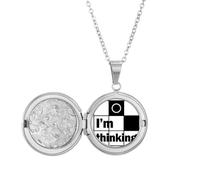 I'm Thinking Quote Art Deco Fashion Locket Necklace Hold Picture Jewelry Birthday Gift