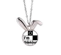 I'm Thinking Quote Art Deco Fashion Rabbit Necklace Pendant Bunny Animal Jewelry Gift