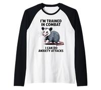 I'm Trained in Combat Anxiety Attacks Opossum Raglan Baseball Tee
