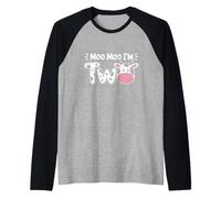 I'm Two 2nd Birthday Cow Farm Theme Party 2 Year Old Toddler Raglan Baseball Tee