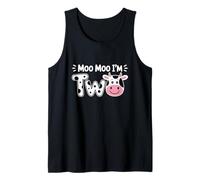 I'm Two 2nd Birthday Cow Farm Theme Party 2 Year Old Toddler Tank Top