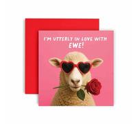 I'm Utterly in Love with Ewe - Funny Photo Sheep Design - Valentine’s Anniversary Love - Valentine’s Anniversary Love - Card for Him Her - Blank Inside, 14.8 x 14.8 cm (Photo Sheep)