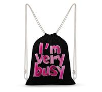I'm Very Busy Canvas Drawstring Bags Gym Backpack Sports Rucksacks Casual Daypacks