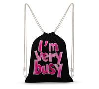 I'm Very Busy Canvas Drawstring Bags Gym Backpack Sports Rucksacks Casual Daypacks
