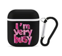 I'm Very Busy Earbuds Case for Airpods 1 2 Accessories Hard Earphones Cover with Keychain