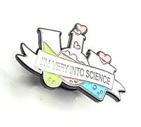 Im Very Into Science STEM Physics Chemistry Biology Test Tube Conical Flask Metal Enamel Pin Badge