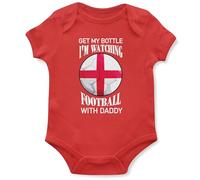 Im Watching Football with Daddy England Babygrow Baby Boys Girls Funny Footy Supporter English Vest, 6-12 Months, Red