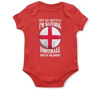 Im Watching Football with Mummy England Babygrow Baby Boys Girls Funny Footy Supporter English Vest, 6-12 Months, Red