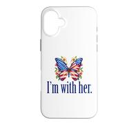 I'm With Her Cute Feminist Butterfly Political Case for iPhone 16 Plus