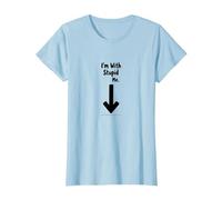 Im with Stupid Me Sarcastic Self Deprecating Humor T-Shirt, Women, Baby Blue, M