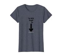 Im with Stupid Me Sarcastic Self Deprecating Humor T-Shirt, Women, Heather Blue, S