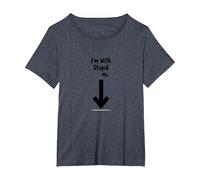 Im with Stupid Me Sarcastic Self Deprecating Humor T-Shirt, Women's Plus, Heather Blue, 3X