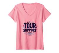 I'm with The Band Tour Support Music Crew Roadie Life V-Neck T-Shirt, Women, Pink, XL