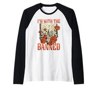 I'm with The Banned Books Cat Book Lover Bookworm Librarian Raglan Baseball Tee