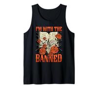 I'm with The Banned Books Cat Book Lover Bookworm Librarian Tank Top