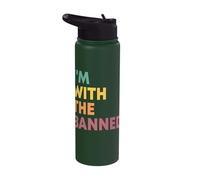 I'm with The Banned Books Reader Bookworm Librarian Retro Stainless Steel Insulated Water Bottle