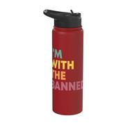 I'm with The Banned Books Reader Bookworm Librarian Retro Stainless Steel Insulated Water Bottle
