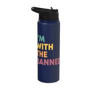 I'm with The Banned Books Reader Bookworm Librarian Retro Stainless Steel Insulated Water Bottle