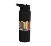 I'm with The Banned Books Reader Bookworm Literature Nerd Stainless Steel Insulated Water Bottle