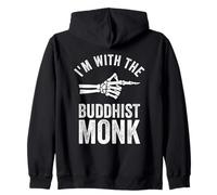 I'm With The Buddhist Monk Funny Halloween Couple Costume Zip Hoodie