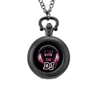I'm with The DJ Pocket Watch Vintage Quartz Pocket Watches with Chain for Men Women Black-Style