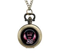 I'm with The DJ Pocket Watch Vintage Quartz Pocket Watches with Chain for Men Women Coppery-Style