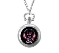I'm with The DJ Pocket Watch Vintage Quartz Pocket Watches with Chain for Men Women Silver-Style