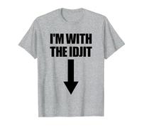 I'm with The Idjit Arrow Down Funny Idiot Slang Idjit T-Shirt, Men, Heather Grey, 3X-Large