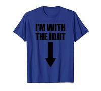 I'm with The Idjit Arrow Down Funny Idiot Slang Idjit T-Shirt, Men, Royal Blue, Small