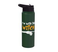 I'm with the Witch Funny Matching Halloween Couples Costume Stainless Steel Insulated Water Bottle