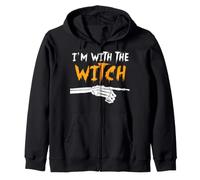 I'm with the witch funny Matching Halloween Couples Costume Zip Hoodie