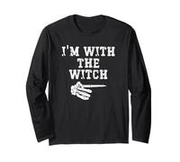 I'm with The Witch Point Matching Couples Halloween Long Sleeve T-Shirt