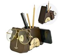I'm Wood Multipurpose Eyeglass Phone Pen & Dog Pencil Holder Stand Stationery Desk Organizer Accessories Decor, For Home Office Desktop Decoration Birthday Graduation Gifts “Dream Big Aim High” (Dog)