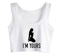 I'm Yours Cotton Crop Top Sleeveless Woman Slut Sleeveless Tank Top Vest White
