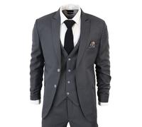 IM1 Classic Plain 3 Piece Suit Infinity Leather Charcoal 44R
