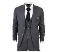 IM1 Classic Plain 3 Piece Suit TruClothing Charcoal 36R