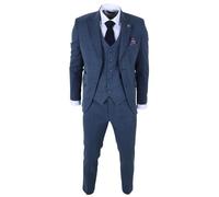 IM40 - Men's Blue 3 Piece Tweed Herringbone Suits