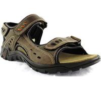 IMAC Leather 3x Touch Fastening Deluxe Sports Summer Sandals - Brown Waxy Leather, Mens UK 11 / EU 45