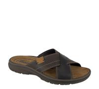 Imac M 120 Men's Slip On Brown Leather Crossover Mule Slider Sandals