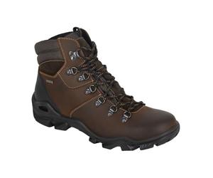Imac Mens Waxy Leather Waterproof Walking Boots with Ankle High Design, Brown, 10 UK