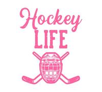 Image Description Hockey Life with Twin Hockey Stick and Helmet Vintage Vinyl Art Sticker 65.6x80.5cm Store Decoration Pink