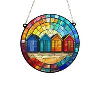 Image Industry Beach Huts Stained Glass Effect Suncatcher - Hanging Ornament - Animal Lovers - New Home - Acrylic (19cm)
