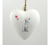 Image Industry Bedlington Terrier Ceramic Heart Bauble - Dog Lovers - Gift for the Home - Hanging Ornament