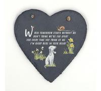 Image Industry Bedlington Terrier Memorial Slate Heart Keepsake - Dog Remembrance Plaque Sympathy Gift Pet Loss Ornament Hanging Decoration